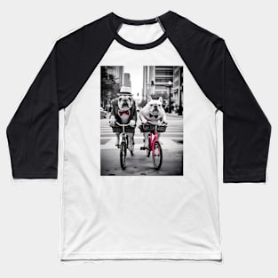 Bulldogs with Bicycles Baseball T-Shirt